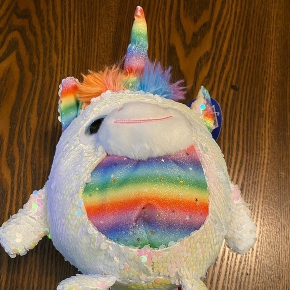 Fiesta white Sequin unicorn Rainbow Star Plush Toy NWT - Picture 2 of 16